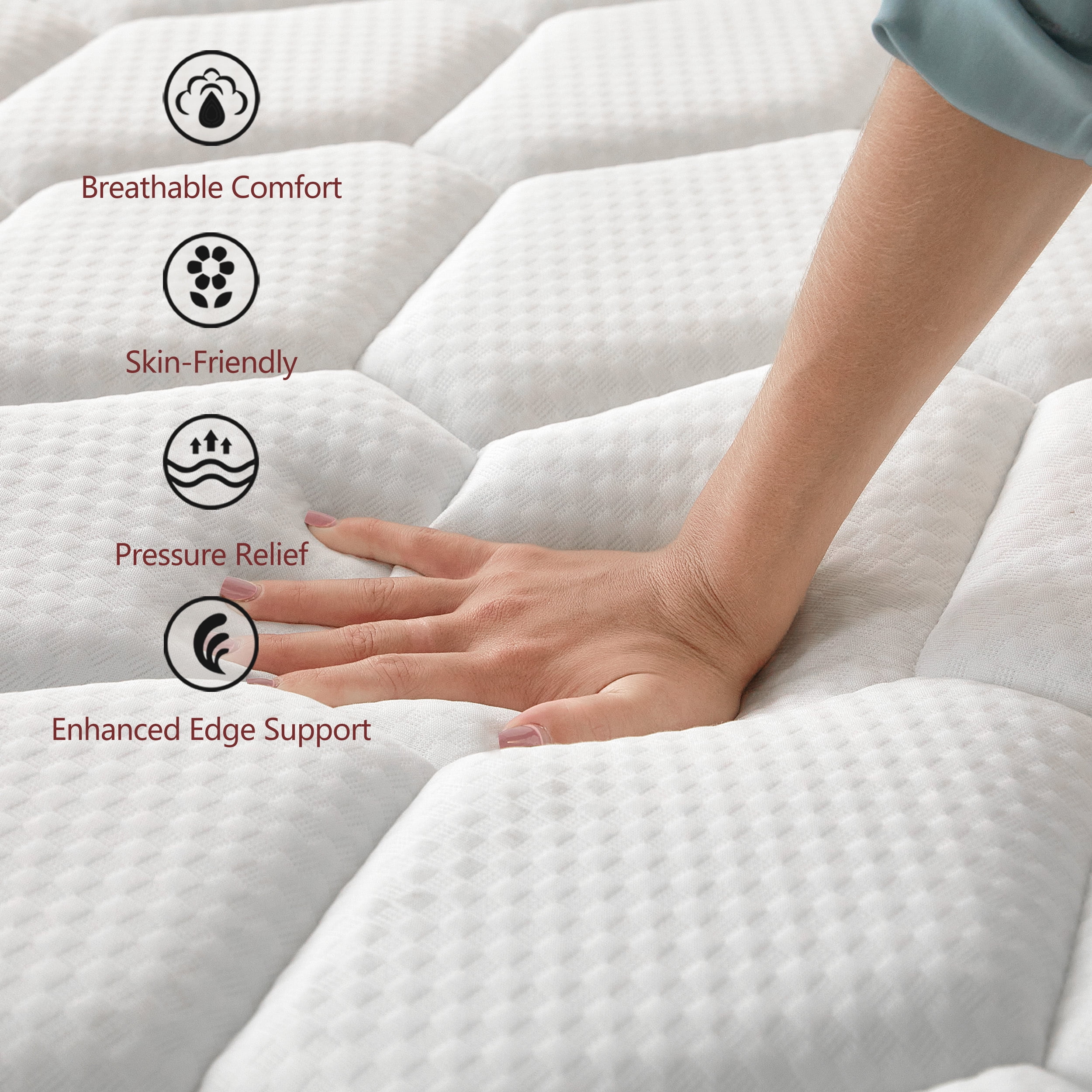 SogesPower Twin Size Hybrid Mattress 12 Inch Memory Foam Mattress, Medium Firm Twin Mattress for Pressure Relief & Cool Fresh Sleep, Fiberglass Free, Mattress in A Box, CertiPUR-US, Beige