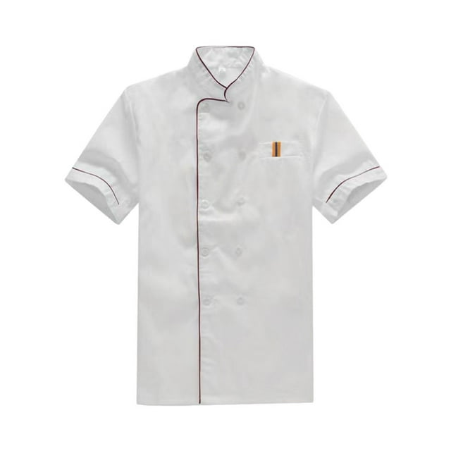 Youkk Polyester Chef Coat Uniform Soft And Breathable For Wear Made With Polyester Unisex Chef Jacket white(short sleeve) XL