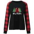 thumbnail image 4 of Merry Christmas Buffalo Plaid T Shirts Women Cute Santas Hat Graphic Long Sleeve Raglan Holiday Baseball Tees Tops, 4 of 6