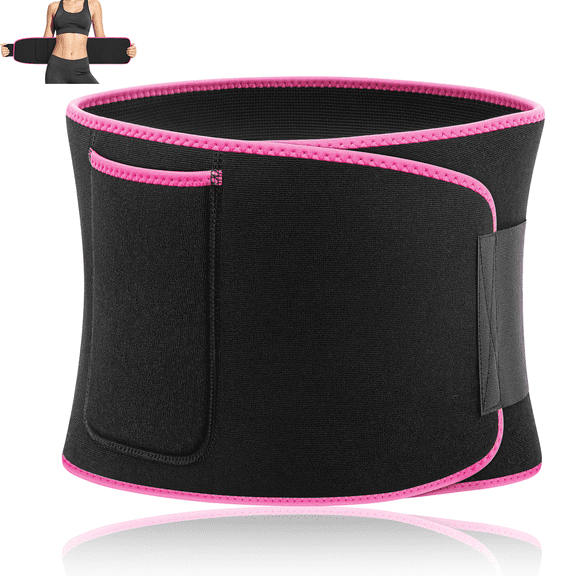 Cshidworld Waist Trimmer Belt for Women and Men, Sweat Waist Trainer with Built-in Phone Pocket, Adjustable Compression Support Belt for Gym Fitness