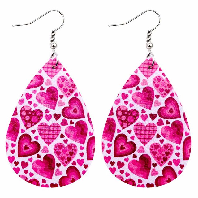 PVCS Boucles d'Oreilles de la Saint-Valentin Cœur Amour Lèvres Rouges Boucles d'Oreilles Imprimées Double Face
