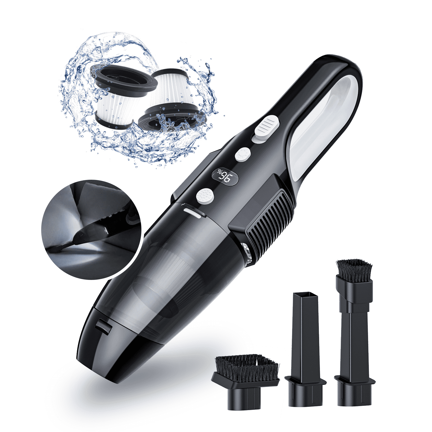 Techvilla Handheld Vacuum Cordless, Portable Car Vacuum Cleaner, Handy Vac for Pet Hair Dry & Wet Use