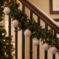 thumbnail image 6 of Vintage Christmas Ball Ornaments Set of 12, 8 cm Painted Embossed Baubles, Shaped Xmas Hanging Decorations for Tree and Wreath - Pink and White, 6 of 6