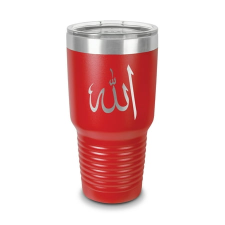 

Arabic Symbol Allah Tumbler 30 oz - Laser Engraved w/ Clear Lid - Stainless Steel - Vacuum Insulated - Double Walled - Travel Mug - god islam muslim - Red