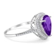thumbnail image 2 of Natural Amethyst Yellow Tone Silver Size-10 Art Deco Pear Teardrop Vintage Style Cocktail Ring Halo CZ Wedding Engagement Ring 925 Sterling Silver Gift For Her, 2 of 6