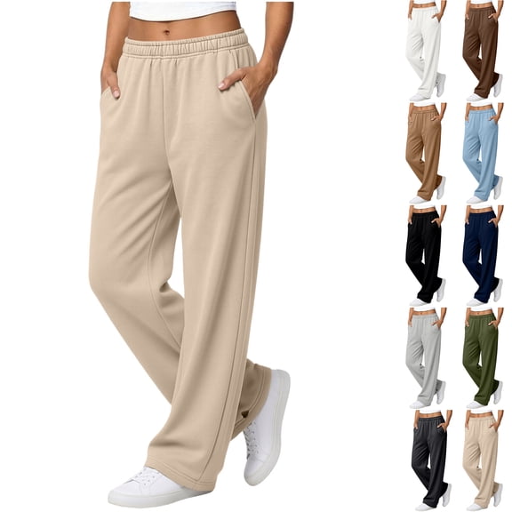 Nestiefly Womens Sweatpants Casual Wide Leg Baggy Lounge Pants | Sweat Pants for Women, Elastic Waisted with Pockets, Loose Soft Joggers Black M