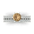 thumbnail image 2 of Clara Pucci 14K White Gold 1.66 Simulated Champagne Engraveable Engagement Ring + Wedding Band Set, 2 of 7
