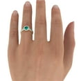 thumbnail image 2 of 14K Yellow Gold 2.50 ctw Lab Created Green Emerald Stone Ring with Diamonds Vintage Micro Pave Halo, 2 of 7