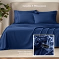 thumbnail image 5 of Bare Home Luxury Bed Sheet Set - Premium 1800 Collection - 6 Piece - Full-XL, Dark Blue, 5 of 9