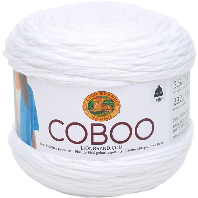 Lion Brand Light Cotton Bamboo White Yarn, 232 yd