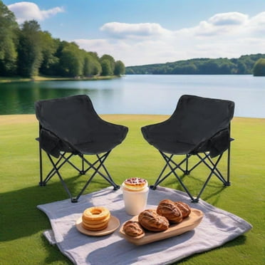 2PCS Outdoor Camping Chairs Folding/Portable, Carry Bag ,Black