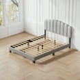 thumbnail image 3 of CHITOOMA Queen Size Platform Bed Frame with Velvet Upholstered Headboard and 12 Wooden Slats Support, No Box Spring Needed, Easy Assembly, Up to 1320 lbs, Grey, 3 of 8