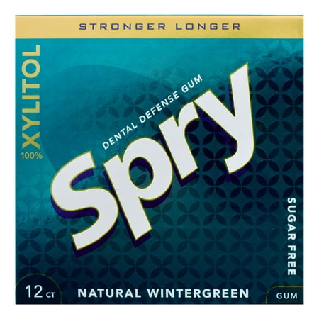 Spry, Dental Defense, Xylitol Wintergreen Chewing Gum, 12 Pcs, 12 Ct