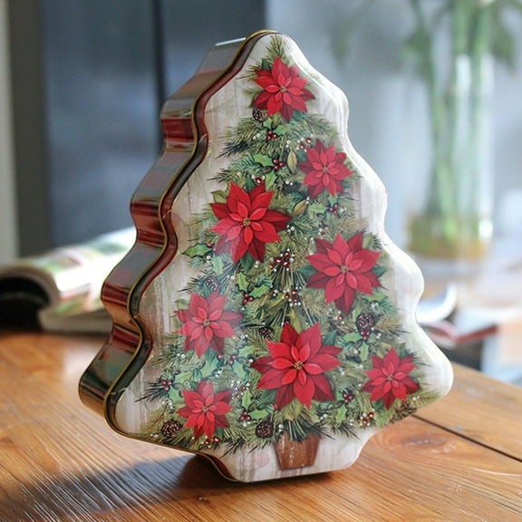 Christmas Tree Shaped Tin Box Christmas Eve Candy Jar Decoration Supplies