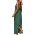 thumbnail image 5 of longantii Cami Dresses for Women Sleeveless Cami Lounge Dress Backless Summer Split Dress Beach Maxi Sundresses with Back Tie Dark Green XXL, 5 of 7