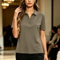 thumbnail image 6 of TGSLY Women's Work Golf Shirts Soft Breathable Collared Short Sleeve Tops Relaxed Dressy Casual Half Button Down Solid Color Blouses L, 6 of 7