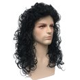 thumbnail image 6 of Desertasis fluffy hair long curly wig Black Handsome Cruly Wig Man Long Wig Men's wig Black, 6 of 9