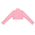 thumbnail image 5 of inhzoy Girls Jazz Dance Gymnastics Crop Tops T-shirt Mock Neck Long Sleeve Shirt,Sizes 6-16 Pink 6, 5 of 6