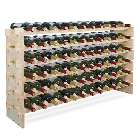 Zeny Home Pub Solid Wood Wine Rack - Freestanding Storage Display for Wine Lovers Four Different Sizes Suitable for Different Storing Amount (72 Bottles, 6 Tiers x 12)