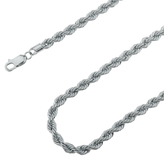 925 Sterling Silver, Rope Diamond Cut Chain 4.5mm Necklace - Hypoallergenic and Tarnish Resistant - By Oliver & Navy