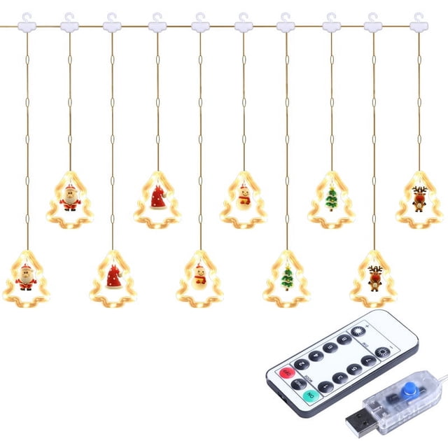 Decoración navideña, luces led de cordón de cuero, cortina de luces, decoración interior de habitación, luces de árbol de Navidad Rojo Verde RV011031-00576SDJ