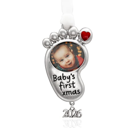 Baby's First Xmas Photo Frame Ornament Baby Foot Christmas Holiday Ornament Dated