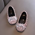 thumbnail image 7 of Bxsruta Girls Rhinestone Bowknot Ballet Flats Soft Sparkly Dress Shoes with Elastic Strap for Wedding Party, 7 of 7