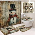 thumbnail image 2 of Beautynvta Christmas Bathroom Decor Set of 4, Vintage Snowman Printed Shower Curtain Sets with Rug, Toilet Lid Cover and Bath Mat for Holiday Bathroom Decorations, 2 of 6