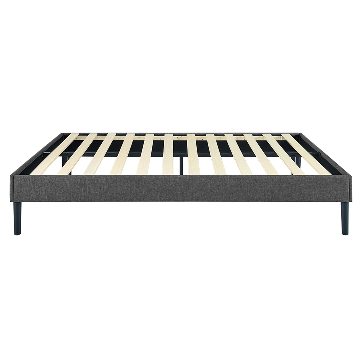 Gewnee KING Size Platform Bed Frame with Wood Slats & Center Support Leg,Under-Bed Clearance for Robot Vacuum,No Box Spring Needed.Gray