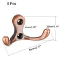 thumbnail image 2 of Unique Bargains Dual Prong Coat Hooks Wall Mounted Retro Double Hooks Utility Bronze Hook for Coat Towel Hat 30mm x 55mm x 29mm 5Pcs, 2 of 5