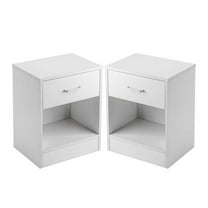 Wqmh Nightstands Set of 2 with Drawer for Bedroom, Wood Night Stand Set 2 with Open Shelf, Modern Nightstand Bedside Tables Set of 2, End Table, White