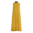 thumbnail image 6 of Eawtki Women's V Neck Sleeveless Maxi Dress Denim Trim With Pockets Loose Fit Casual Summer Linen Blend Dress, 6 of 7