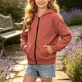 thumbnail image 2 of Hduncf Boys Zip up Hoodie Soft Solid Classic Full Zip Pullover Hooded Sweatshirts With Pocket Warm Jacket for Kids (3-14 Years) Orange 150, 2 of 8