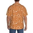 thumbnail image 3 of Lsque Hand-drawn Pumpkin with Flowers print Men's Cuban Collar Short Sleeve Shirt Summer Beachwear Casual Button Down Fashionable Vacation Leisure Shirt-X-Large, 3 of 7