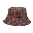 thumbnail image 2 of Tdxkok Summer Striped Plaid Print Bucket Hat,Fashion Fisherman Cap,All-match Outdoor Sun Protection Basin Hat,Lightweight Headwear for Travel Beach Camping Trip Brown, 2 of 3