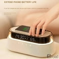 thumbnail image 5 of 6-in-1 Smart Alarm Clock With 15W Fast Wireless Charger, Bluetooth Speaker, FM Radio, Dual Alarm, USB Port & RGB Mood Night Light For Bedroom, 5 of 16