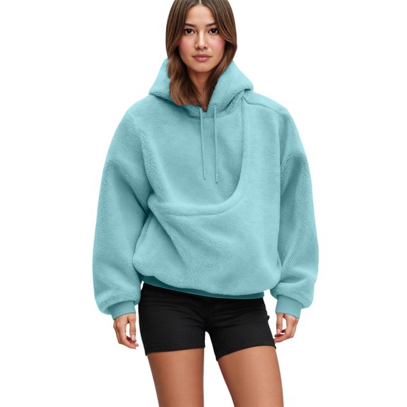 Sewkxo Cat Pouch Hoodie For Women Kangaroo Pocket Dog Pouch Sweatshirts Pet Carrier Animal Holder Long Sleeve Pullover Tops,Sky Blue M