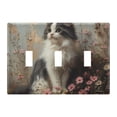 thumbnail image 2 of Dailycode Light Switch Plate Covers 2 Gang Wall Plate Plastics Outlet Covers for Kitchen Home Office Decor Fluffy Cat Sitting in Wildflowers, 2 of 8