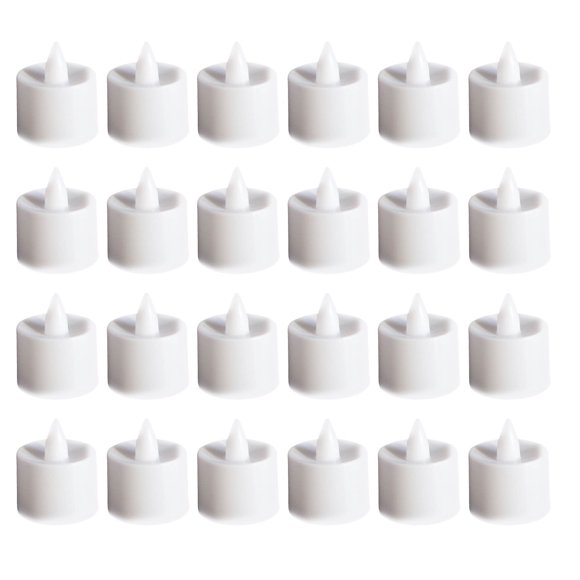24pcs Flameless Tea Lights Candles Warm White Light Battery Operated LED Candles for Room Wedding Decor White