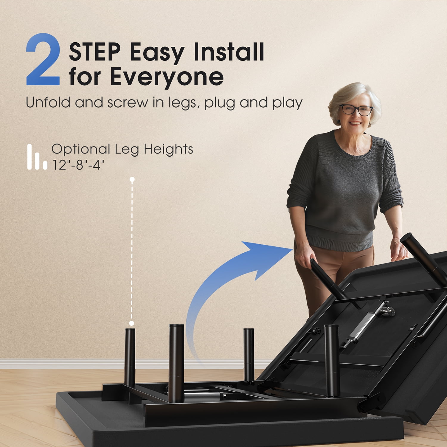 Queen Adjustable Bed Frame Base with Massage, Zero Gravity Ergonomic Electric Bed with Ultra-Quiet Motors, 4 USB Ports, Under-Bed Light, Wireless Remote, Fast Assembly, 3 Height Options