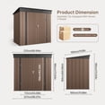 thumbnail image 3 of 8' x 6' Metal Storage Shed, Lockable Waterproof Outdoor Tool Shed with Ventilation, Organizer for Backyard Patio Lawn, Brown, 3 of 8