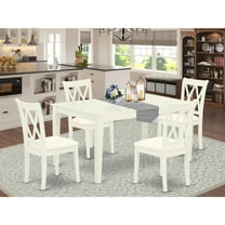 5Pc Dinette Set - Rectangle Table & 4 Kitchen Chairs - Linen White Finish - Modern Dining Room Set