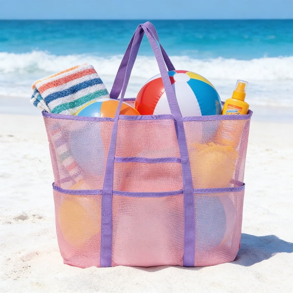 Wooowa Mesh Beach Tote Bag Breathable Swimwear Storage Bag Portable Toiletry Pouch for Travel Swimming and Seaside Essentials