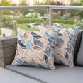 thumbnail image 3 of Abstract Stripes Outdoor Pillow Covers Pack of 2 Brown Blue Gradient Wavy Lines Leaf Texture Waterproof Throw Pillow Covers Decorative Cushion Cases for Patio Garden Tent Balcony Couch 20x20 inch, 3 of 9