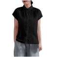 thumbnail image 5 of Mittory Womens Short Sleeve Shirts Summer Cotton Linen Dressy Blouse Casual Button Down Lapel Collar Formal Work Tunic Tops, 5 of 5