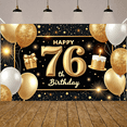 thumbnail image 5 of Golden Glitter Happy 76th Birthday Banner Shiny Design 76th Birthday Display Gift Cake Pattern Birthday Backdrop for 76th Birthday Party Adult Anniversary Birthday Celebration, 5 of 9
