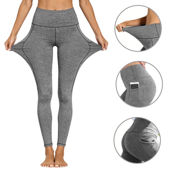 SwiftWear Women's High Waisted Yoga Pants with Pockets Tummy Control & Butt Lifting Workout Leggings Quick Dry Active Sports Pants Plus Size