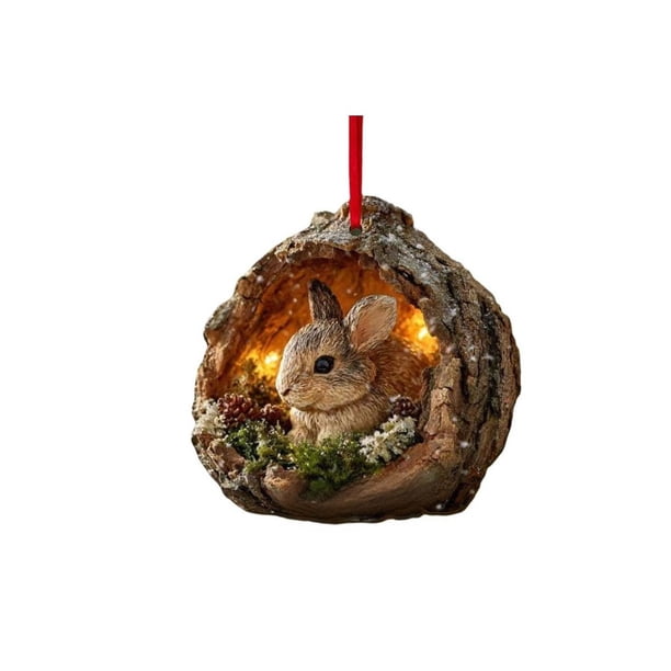 Adornos navideños, decoraciones navideñas, regalos de Navidad. Colgante para árbol de Navidad con animales del bosque de 10 cm. Regalo navideño.