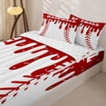 thumbnail image 3 of Homewish Red Drippy Baseball Stitch Print Zipper Full Size Comforter Sets with Fitted Sheet and 2 Pillowcases,Sports Monogram Zipper Bedding Set For Kids Boys And Girls,Reversible,4-Piece, 3 of 7