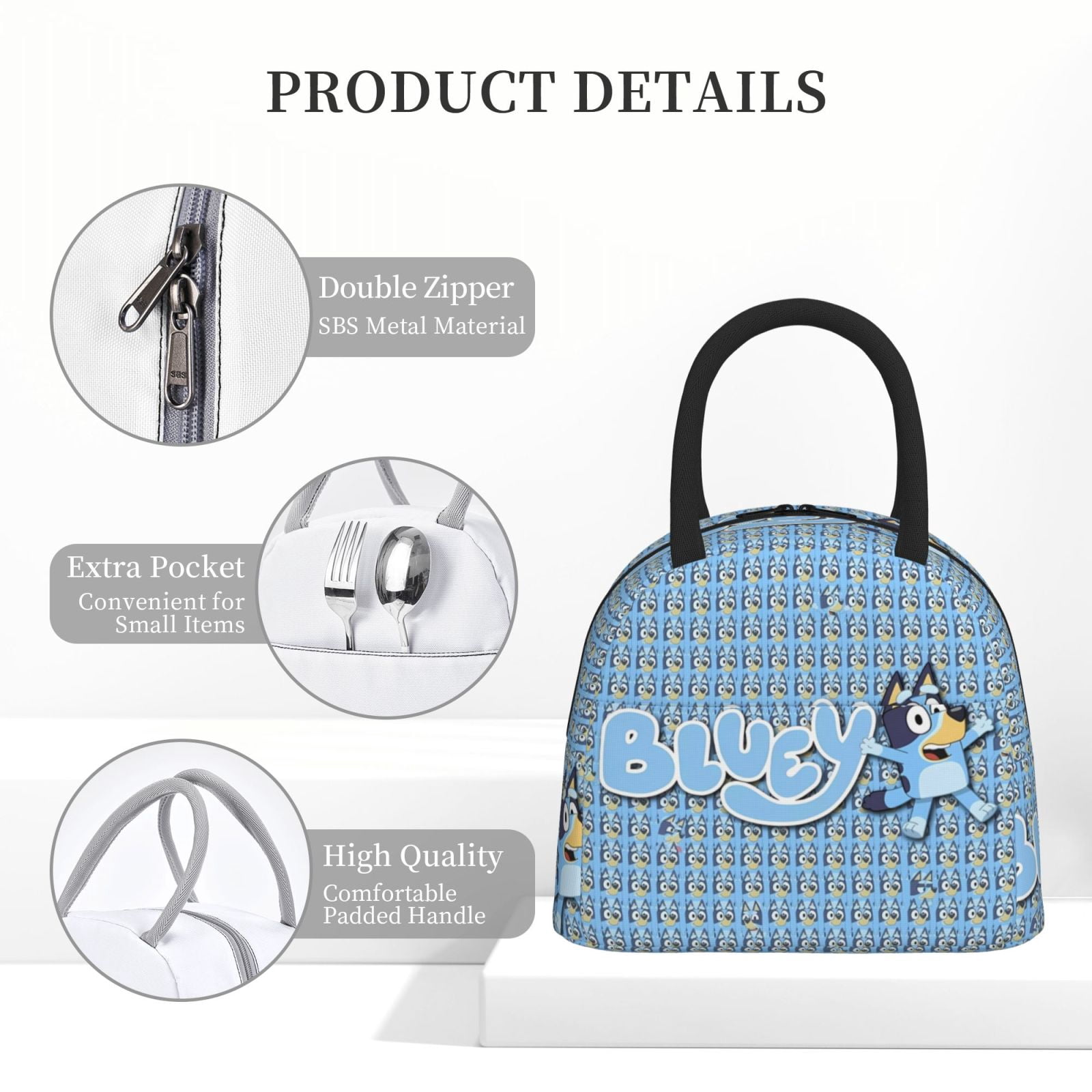 Masiiu Bluey Print Lunch Bag Large Capacity, Insulated Lunch Bag for Work, School, Picnic-One Size